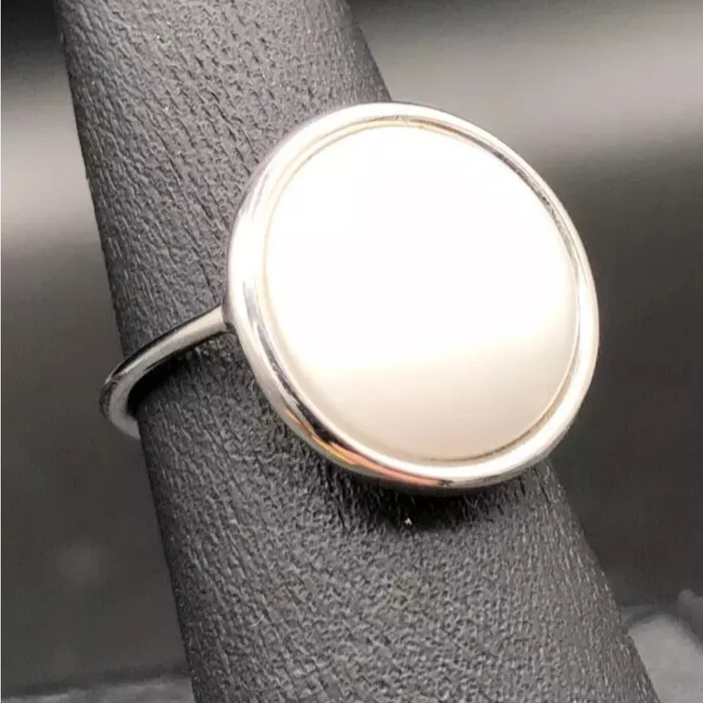Calvin Klein Coral Stone & Stainless Steel Loop Dome Ring. (Size 9)(NWT) - Picture 3 of 16